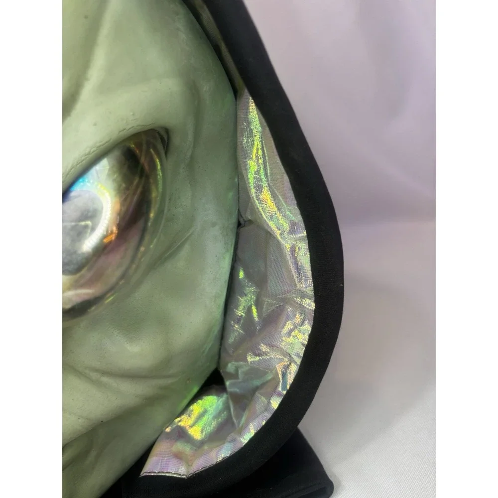 90's Alien Mask Hood Iridescent Eyes Latex Costume Mask Halloween